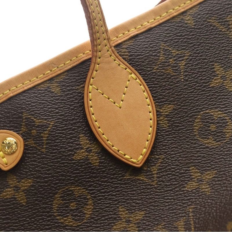 Louis Vuitton Neverfull PM Monogram Leather Hand Tote Gold Brown