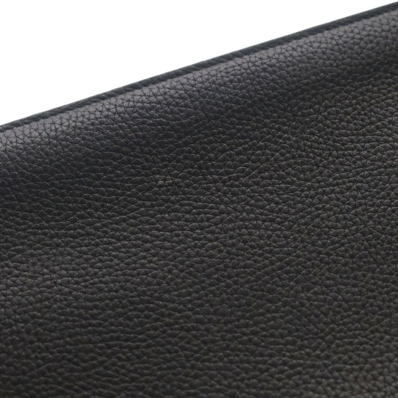 Gucci Small Logo Clutch Case Pouch Black Leather Silver