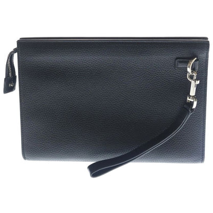 Gucci Small Logo Clutch Case Pouch Black Leather Silver