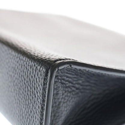 Gucci Small Logo Clutch Case Pouch Black Leather Silver