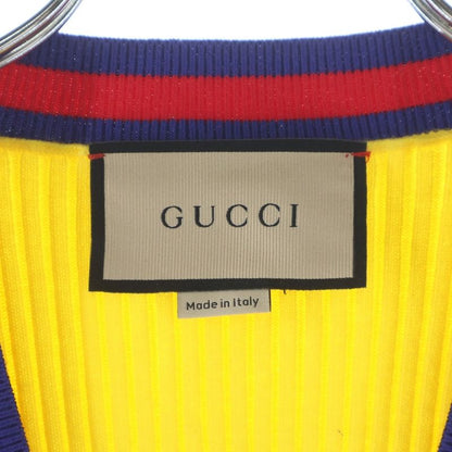 Gucci Stretch Viscose Cropped V-neck Knit Yellow Sweater