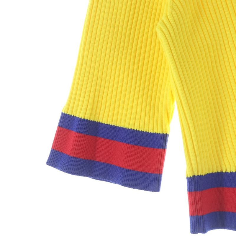 Gucci Stretch Viscose Cropped V-neck Knit Yellow Sweater