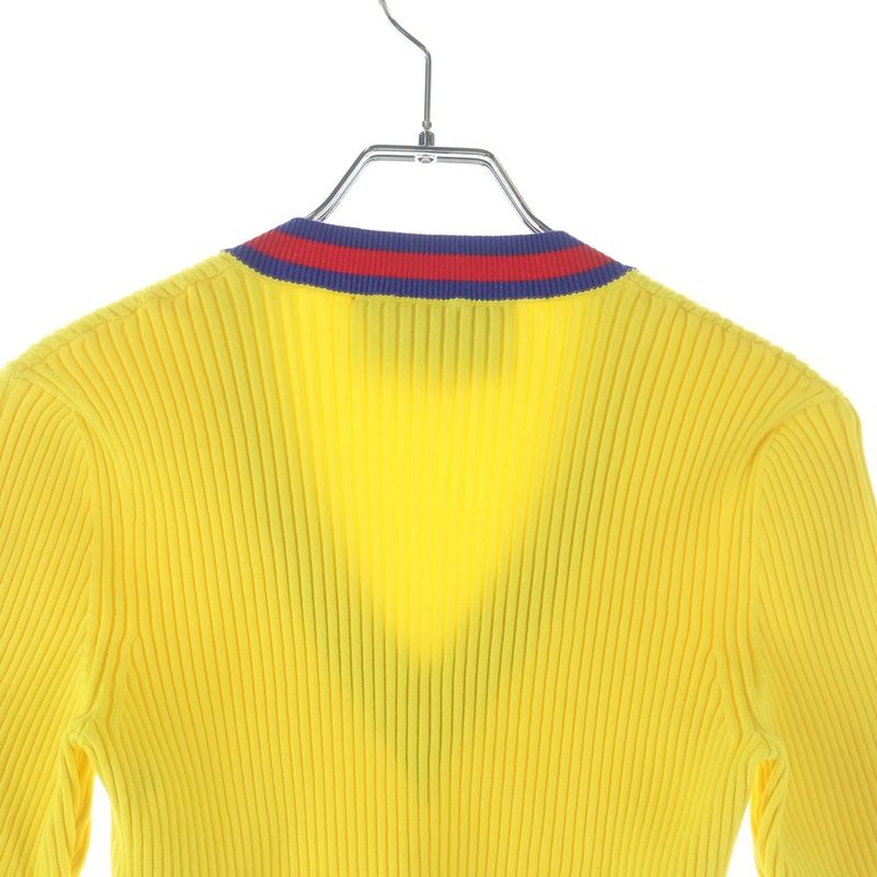 Gucci Stretch Viscose Cropped V-neck Knit Yellow Sweater
