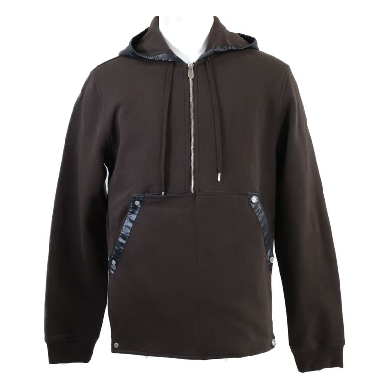 Hermes Nylon Trim Zip Up Hoodie