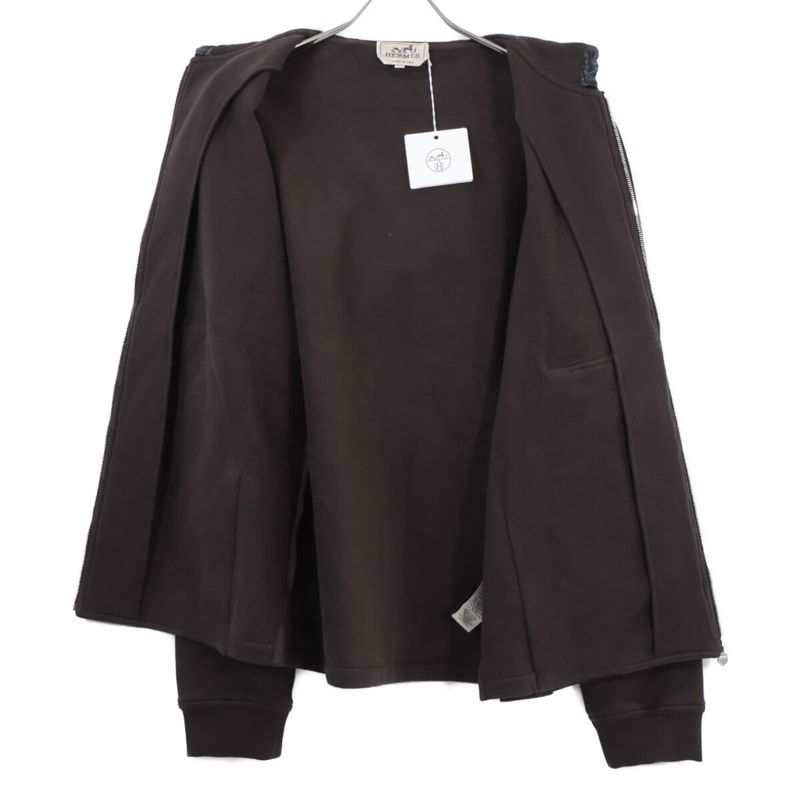 Hermes Nylon Trim Zip Up Hoodie