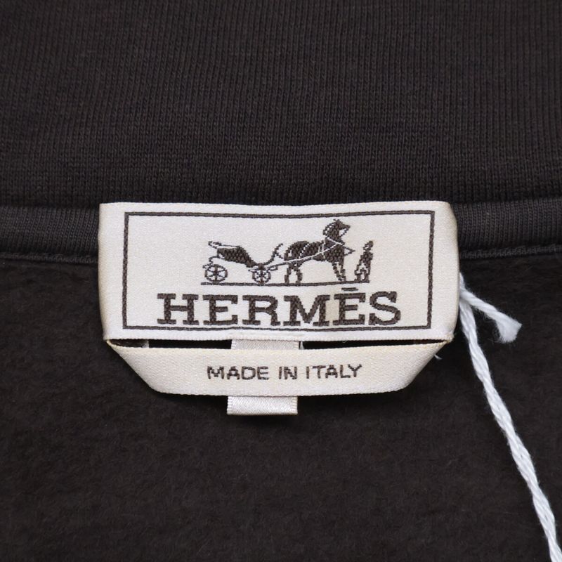 Hermes Nylon Trim Zip Up Hoodie
