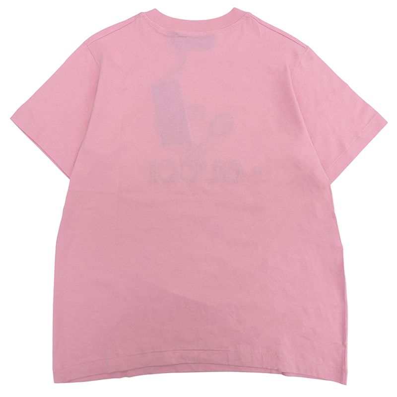 Gucci Tennis Embroidery Logo T-Shirt Top Pink