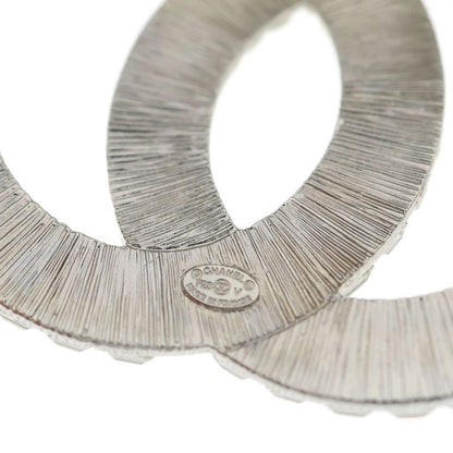 Chanel CC Logo Line Stone Pin Badge Brooch Silver