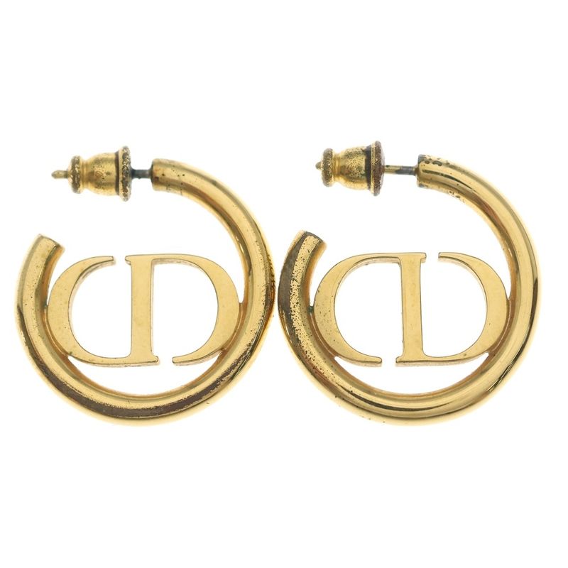 Dior Cdlogo Montane Hoop Earrings Gold