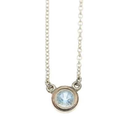 Tiffany & Co by the Yard Aquamarine Necklace Pendant Chain Silver Light Blue