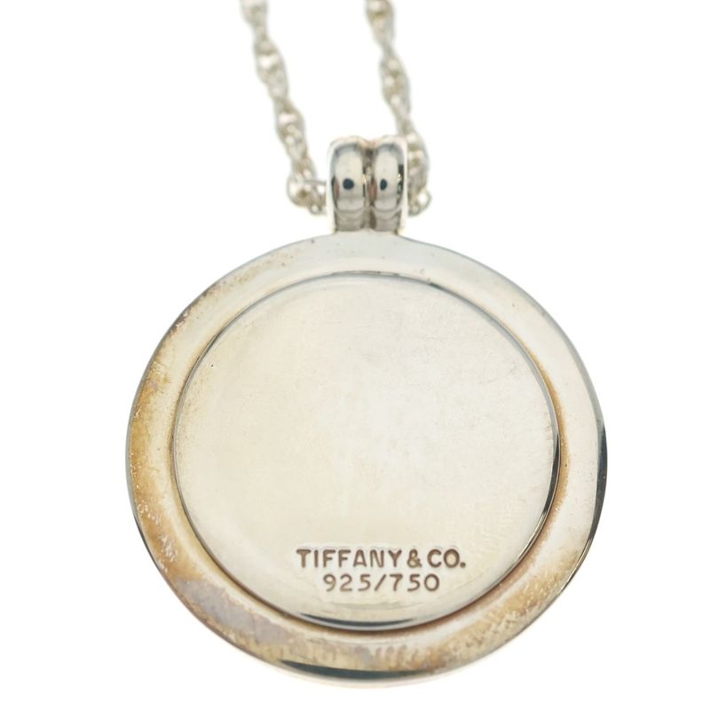 Tiffany & Co Logo Coin Necklace Pendant Chain Gold Silver