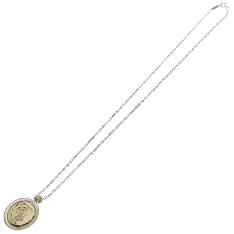 Tiffany & Co Logo Coin Necklace Pendant Chain Gold Silver