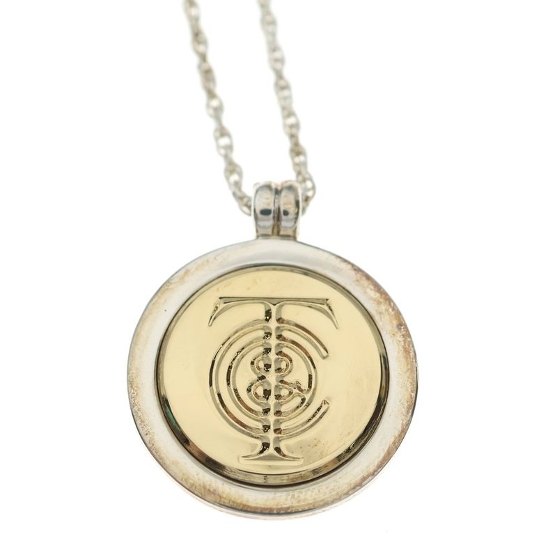 Tiffany & Co Logo Coin Necklace Pendant Chain Gold Silver