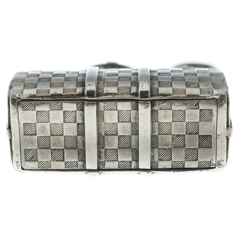 Louis Vuitton Damier the Keepall Bag Charm Key Holder Metal Silver