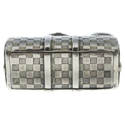 Louis Vuitton Damier the Keepall Bag Charm Key Holder Metal Silver