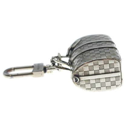 Louis Vuitton Damier the Keepall Bag Charm Key Holder Metal Silver