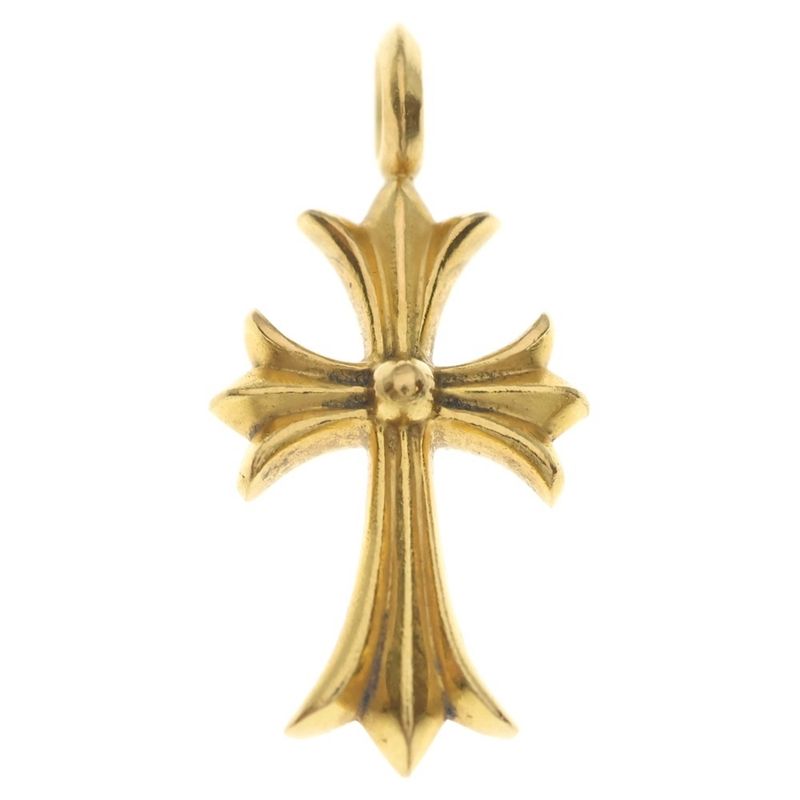 Chrome Hearts 22k Tny Crsf P Dia Tiny Fat Cross Pave Diamond Pendant Top Gold