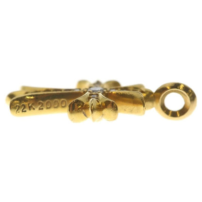 Chrome Hearts 22k Tny Crsf P Dia Tiny Fat Cross Pave Diamond Pendant Top Gold