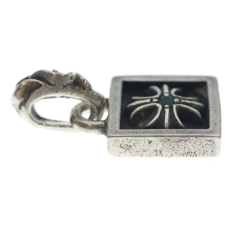 Chrome Hearts Framed CH Plus Emerald Charm Pendant Top Silver