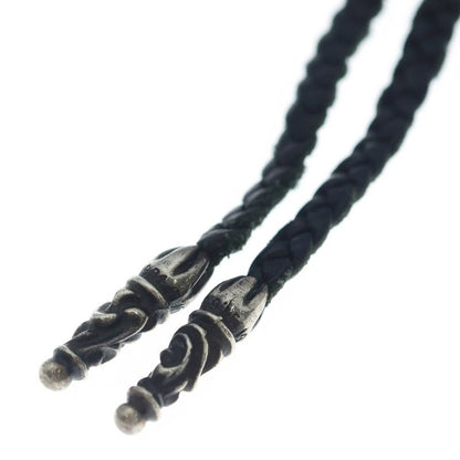 Chrome Hearts Leather Braid Scroll Necklace Black Silver