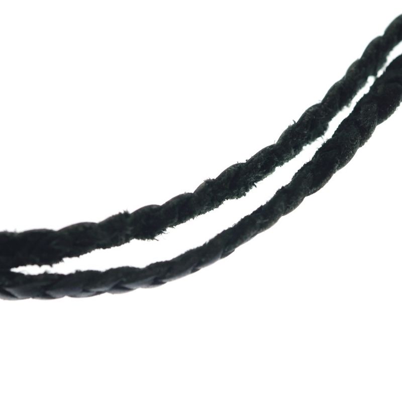 Chrome Hearts Leather Braid Scroll Necklace Black Silver
