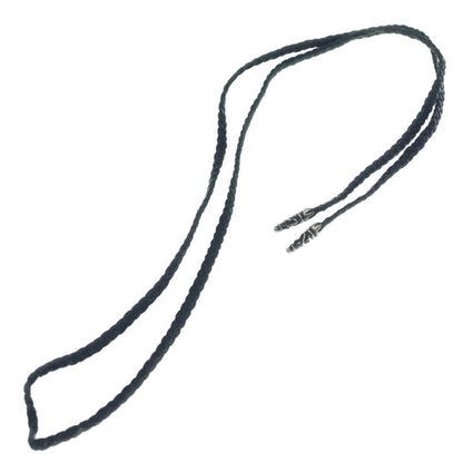 Chrome Hearts Leather Braid Scroll Necklace Black Silver