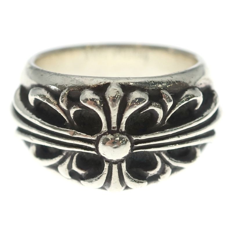 Chrome Hearts Flrl Crs Floral Cross Ring Silver