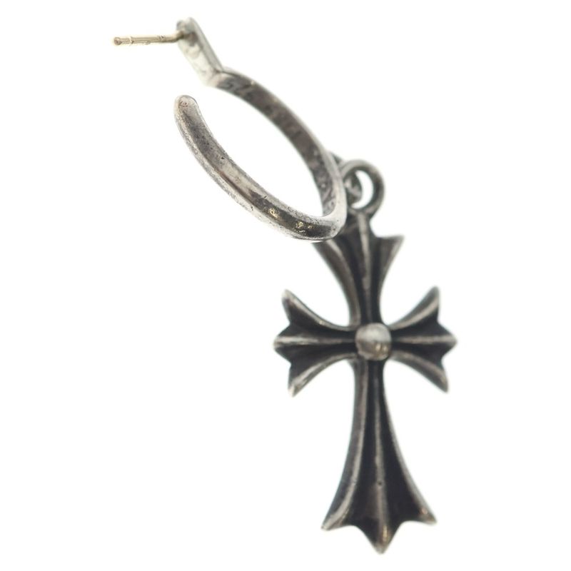 Chrome Hearts Tiny CH Cross Hoop Earrings Silver