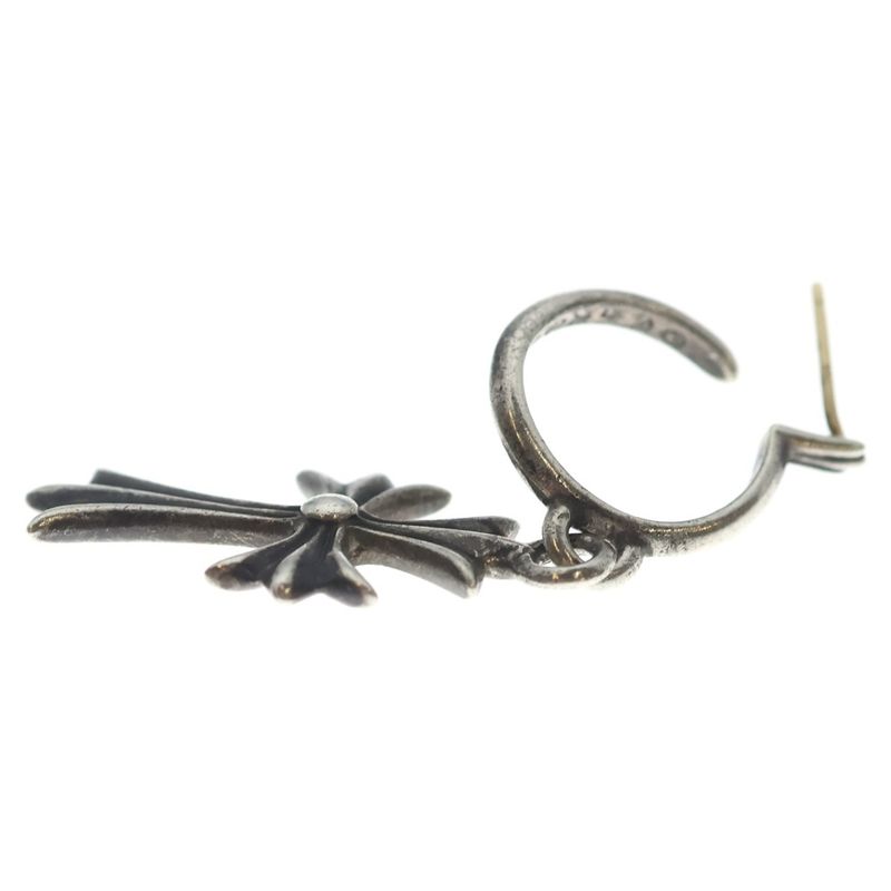 Chrome Hearts Tiny CH Cross Hoop Earrings Silver