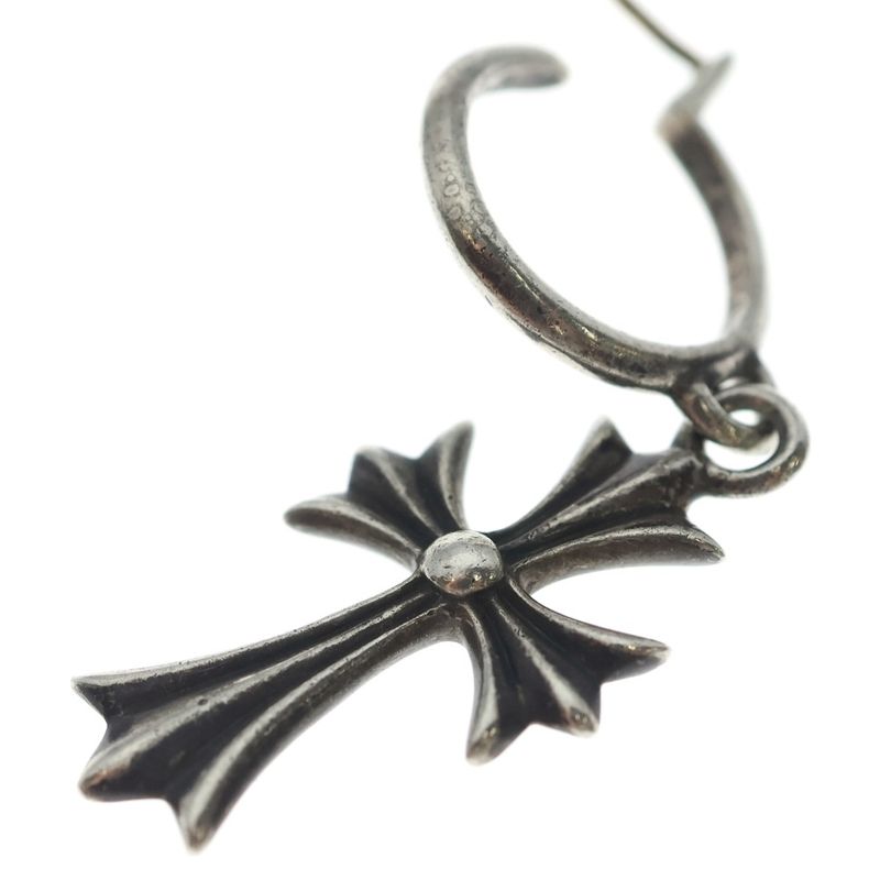 Chrome Hearts Tiny CH Cross Hoop Earrings Silver