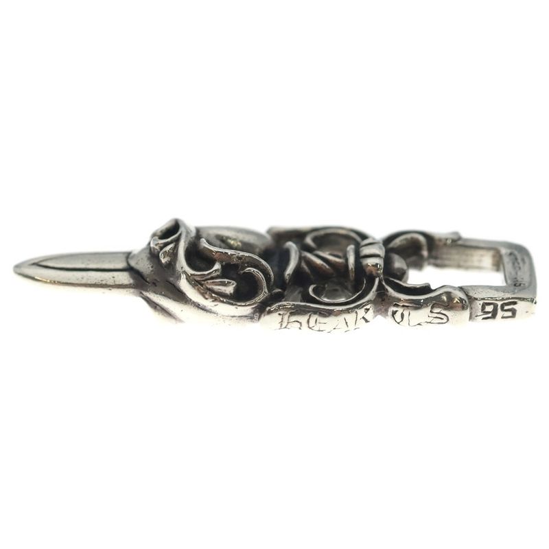 Chrome Hearts Dagger Heart Daga Pendant Top Silver