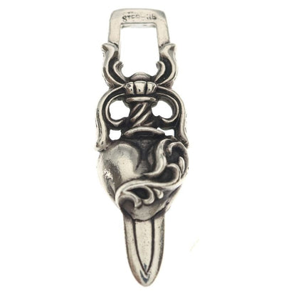 Chrome Hearts Dagger Heart Daga Pendant Top Silver