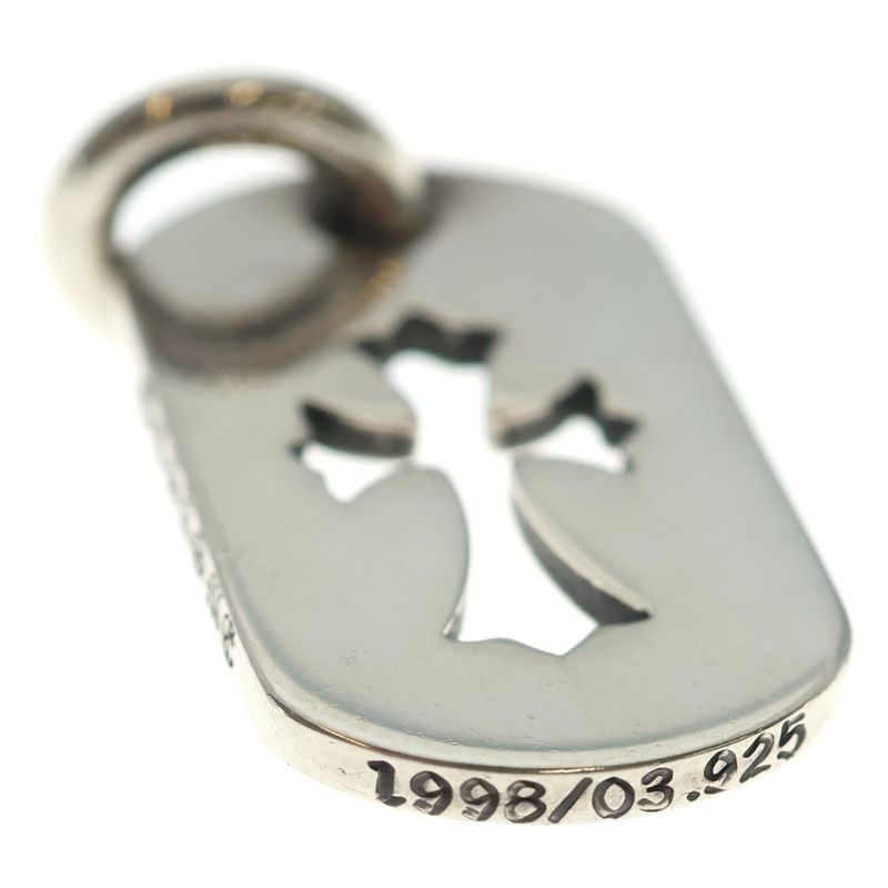 Chrome Hearts D Tag Sml CO Crs Cutout Cross Dog Tag Small Pendant Top Silver