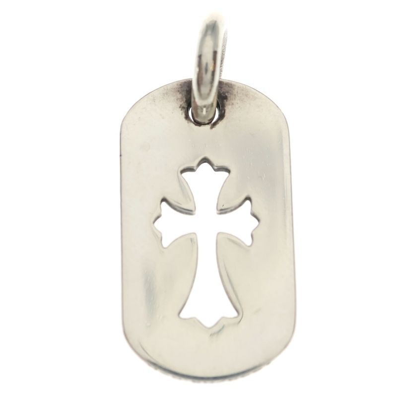 Chrome Hearts D Tag Sml CO Crs Cutout Cross Dog Tag Small Pendant Top Silver