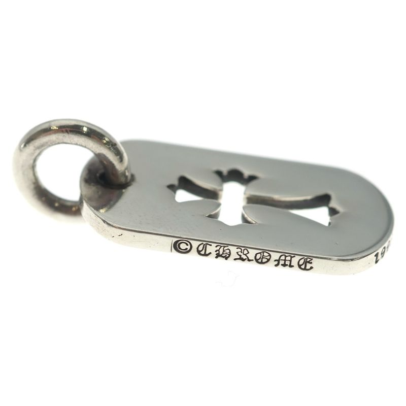 Chrome Hearts D Tag Sml CO Crs Cutout Cross Dog Tag Small Pendant Top Silver