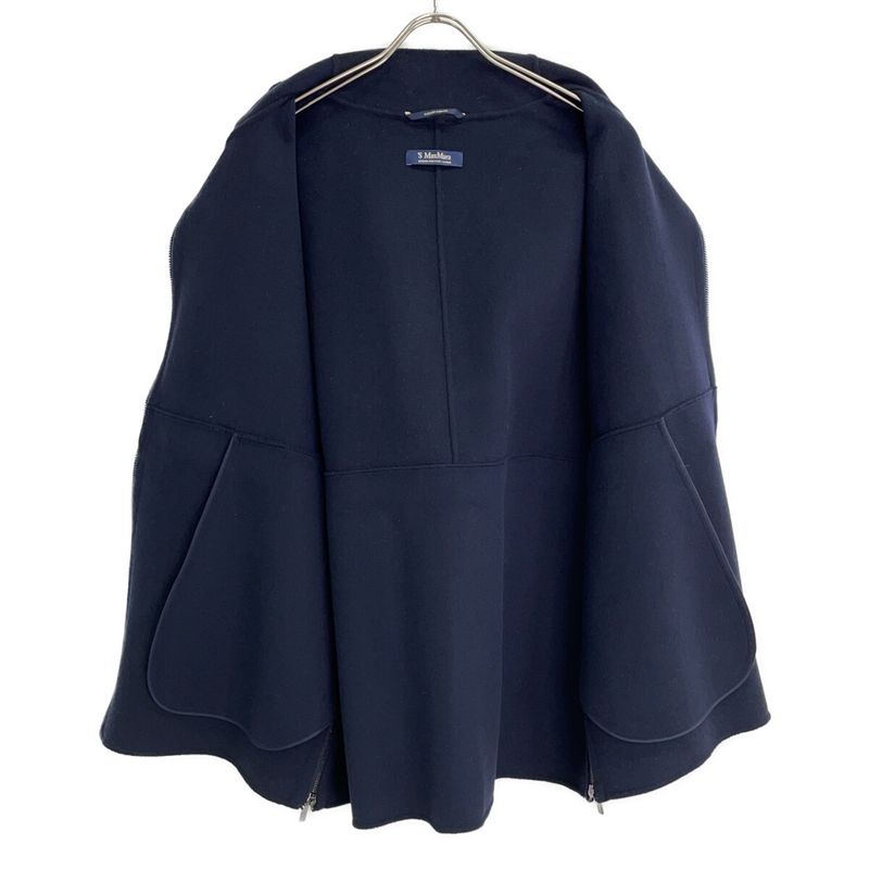 Max Mara S Maxmara Cucito Amano Navy Virgin Wool Drawstring W-zip Federated