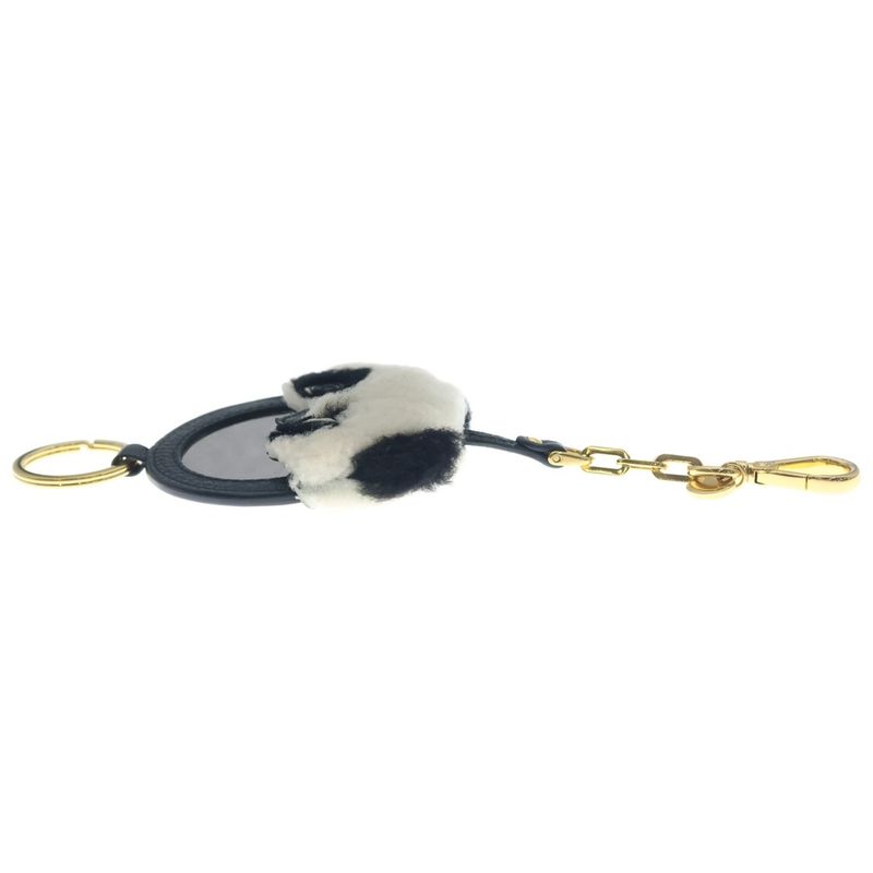 Miu Miu Panda Motif Bag Charm Key Ring Black White