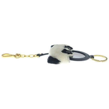Miu Miu Panda Motif Bag Charm Key Ring Black White