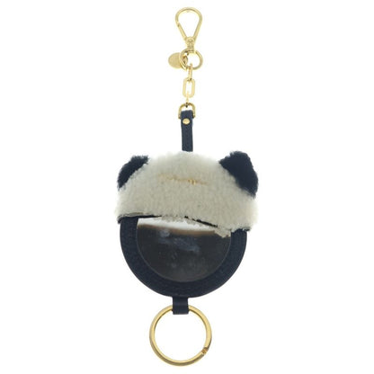 Miu Miu Panda Motif Bag Charm Key Ring Black White