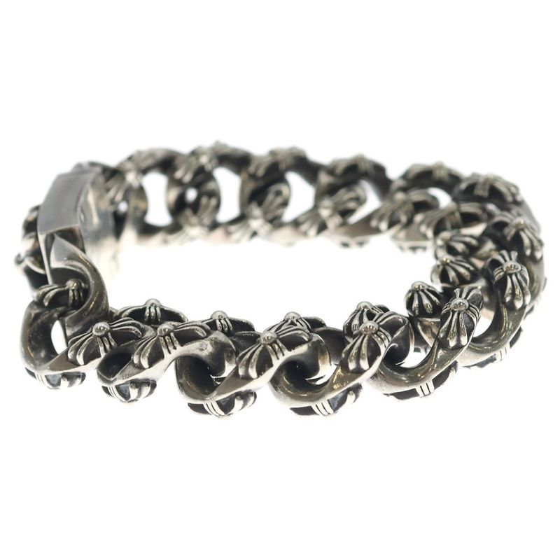 Chrome Hearts EX Fncy Chx Large Box ID Silver Bracelet