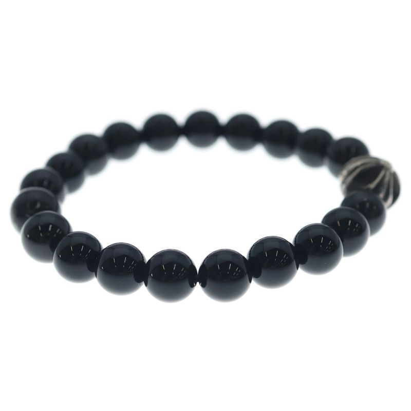 Chrome Hearts 8 mm Bead CH Plus Ball 8 mm Bracelet Black Silver