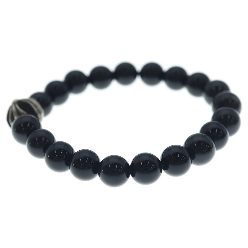 Chrome Hearts 8 mm Bead CH Plus Ball 8 mm Bracelet Black Silver