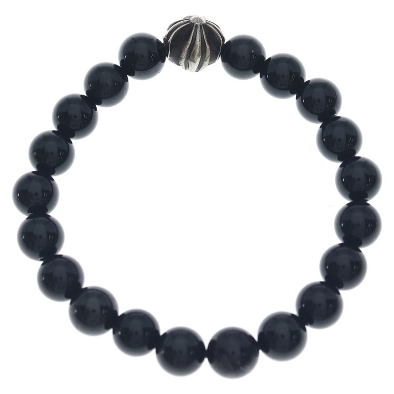 Chrome Hearts 8 mm Bead CH Plus Ball 8 mm Bracelet Black Silver