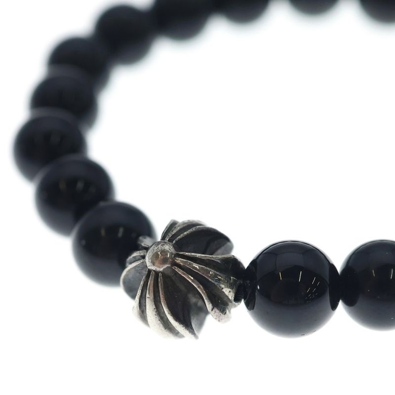 Chrome Hearts 8 mm Bead CH Plus Ball 8 mm Bracelet Black Silver