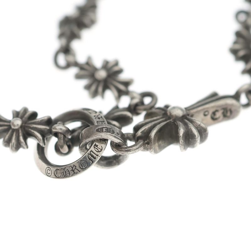 Chrome Hearts Chke Chn Tnye CH Crs Tiny-e Chok Chain Rosary Necklace Silver
