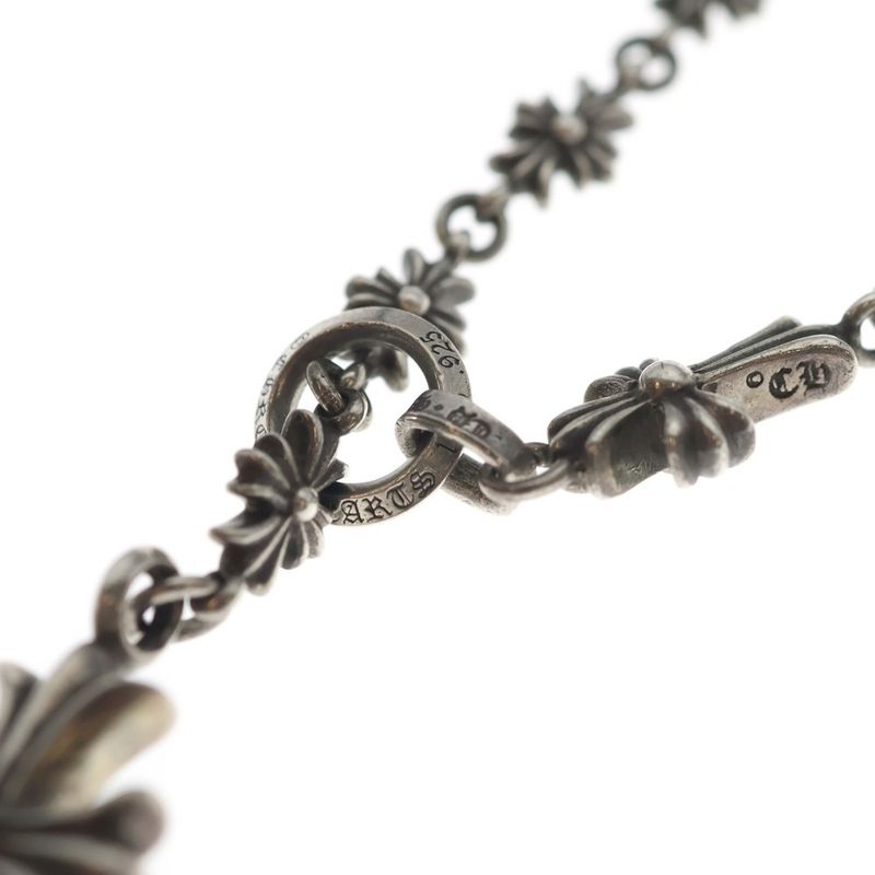 Chrome Hearts Chke Chn Tnye CH Crs Tiny-e Chok Chain Rosary Necklace Silver