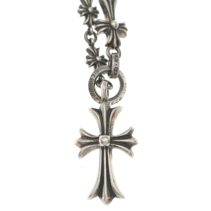 Chrome Hearts Chke Chn Tnye CH Crs Tiny-e Chok Chain Rosary Necklace Silver