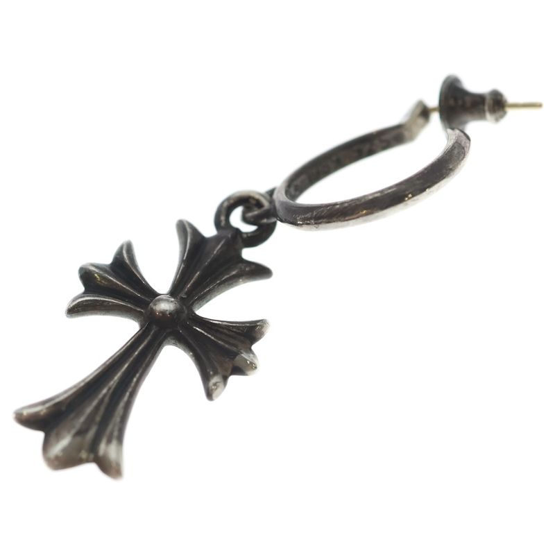 Chrome Hearts Tiny CH Cross Hoop Earrings Silver