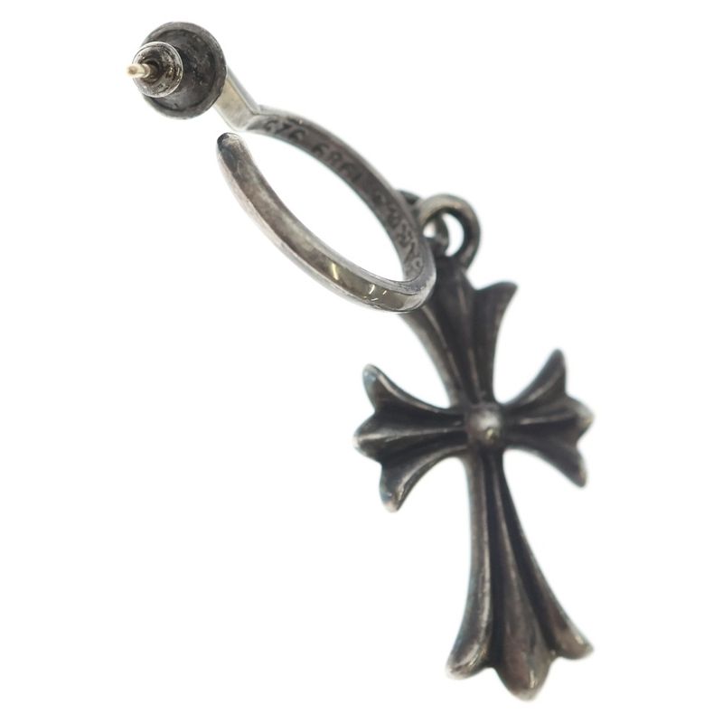 Chrome Hearts Tiny CH Cross Hoop Earrings Silver