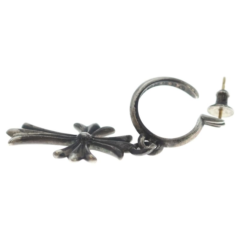 Chrome Hearts Tiny CH Cross Hoop Earrings Silver